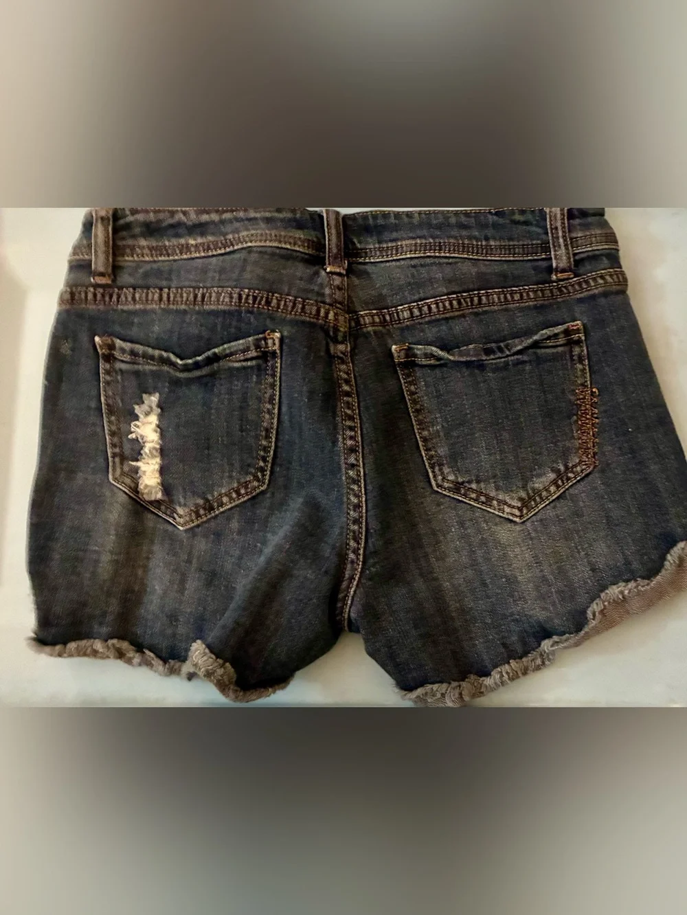 Women’s Distressed Denim Shorts - Dark Blue🌸